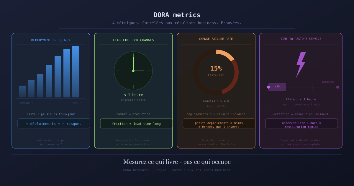 DORA metrics : les 4 métriques qui mesurent vraiment la performance d'une équipe